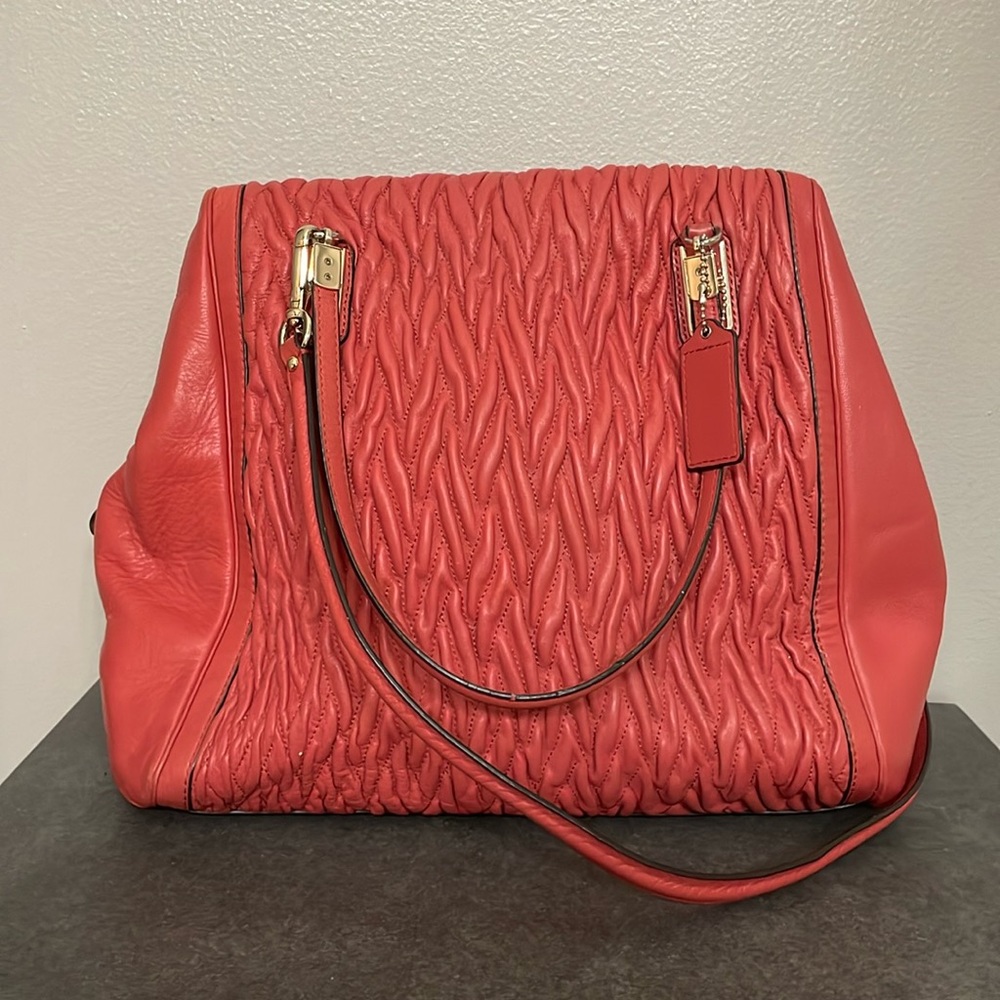 Preloved Coach Limited Edition Madison Gathered Twist Leather Bag in Orange